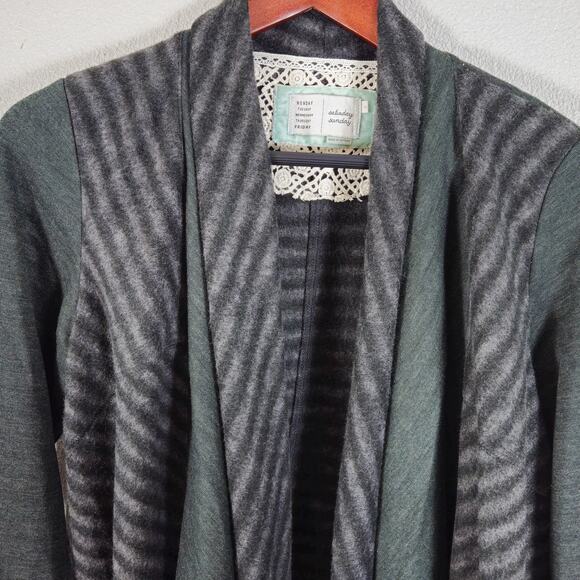 Anthropologie Saturday Sunday Cardigan Green Black L Minimalist Renaissance - Picture 5 of 12